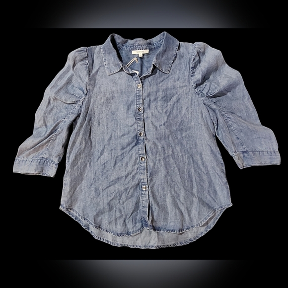 Splendid Women's Serena Long Sleeve Shirt Blue Small NEW - Picture 2 of 10